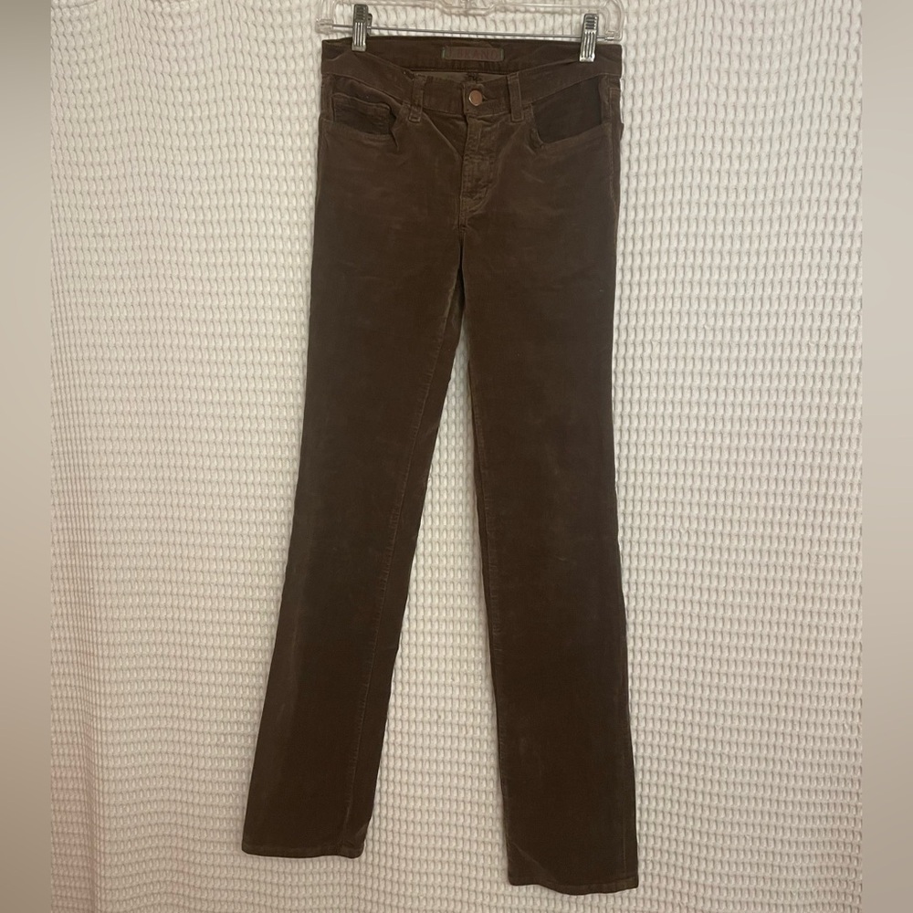 J Brand low rise straight leg, brown corduroy jeans.